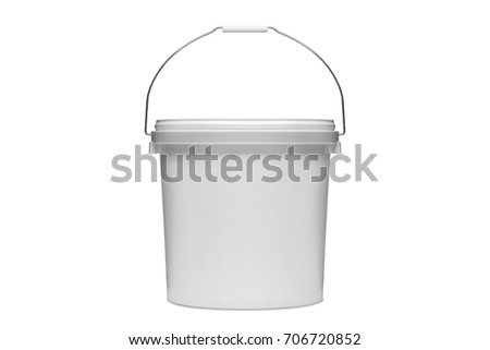 Plastic bucket on a white background
