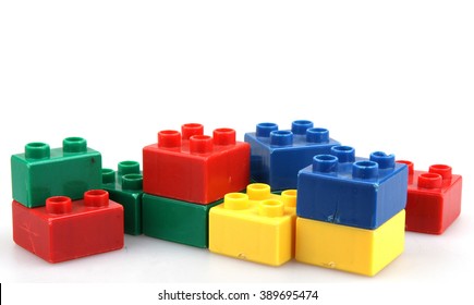 Plastic Building Blocks Isolated On White Stock Photo (Edit Now) 481868098