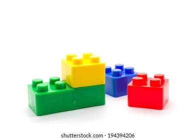 Plastic Building Blocks Isolated On White Stock Photo 194394206 ...