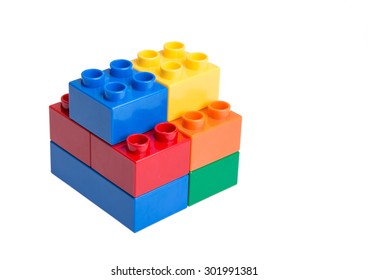 Plastic Building Blocks Isolated On White Stock Photo (Edit Now) 302181812