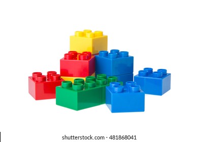 Plastic Building Blocks Isolated On White Stock Photo (Edit Now) 481868098