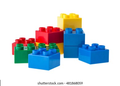 Plastic Building Blocks Isolated On White Stock Photo (Edit Now) 481868098