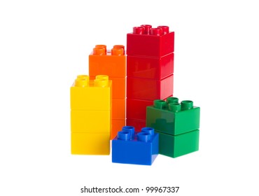 Plastic Building Blocks Isolated On White Stock Photo 99967337 