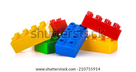 Plastic building blocks, isolated on white