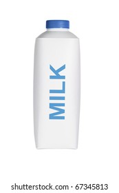 Plastic Carton Of Fresh Milk On White Background