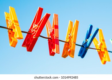 Plastic Clothes Pins Laundry Hook Colorful Stock Photo 1014992485 ...