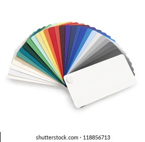 Plastic Color Swatch On White Background. Clipping Path.