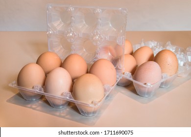 plastic container with eggs, food stored in special boxes