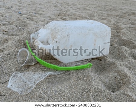 Plastic container washout from the sea during low tide