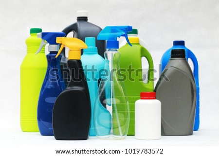 Plastic containers of different shapes and colors