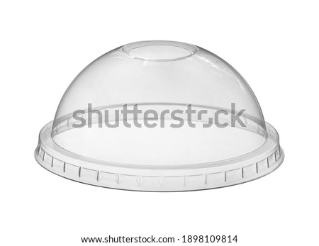 Plastic cup cover lid disposable (with clipping path) isolated on white background
