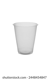 Plastic cups for drinks. Plastic cup isolated on white background. Disposable cup.