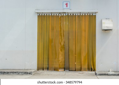 Plastic Curtain In Factory Door 