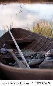 Plastic Decoys For Duck Hunting On A Row Boat At The Lake