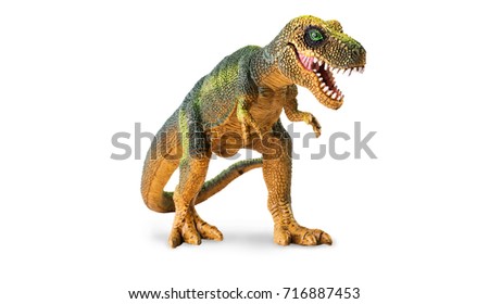Plastic dinosaur toy isolated on white background