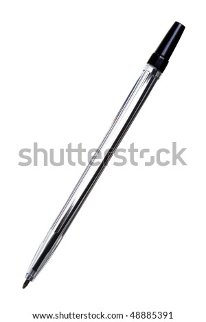 Plastic disposable biro pen isolated on a white background