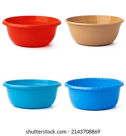 Plastic Empty Basins Isolated On White Stock Photo 2143708869 ...