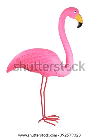 Plastic flamingo, isolated on white