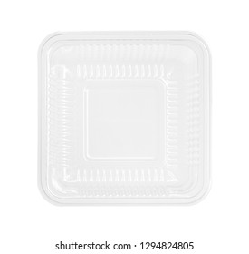 Plastic Food Box, Top View (with Clipping Path) Isolated On White Background