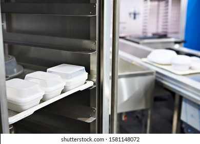 Plastic Food Containers In The Hospital Kitchen