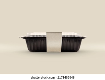 Plastic Food Packaging Tray With Clear Plastic Cover Mockup