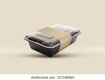 Plastic Food Packaging Tray With Clear Plastic Cover mockup