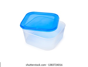 Plastic food storage containers on a white background. With clipping path.