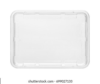 Plastic Food Tray, Top View (with Clipping Path) Isolated On White Background