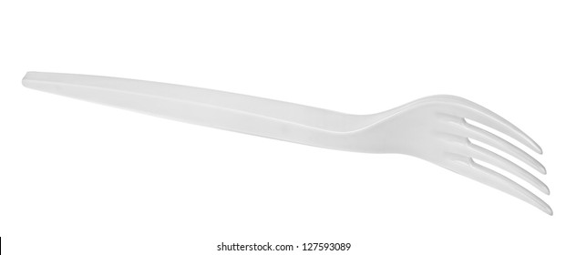 Plastic Fork Isolated On A White Background