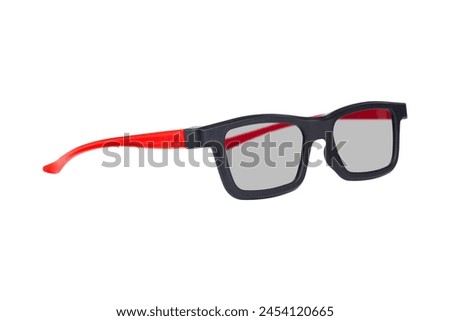 plastic glasses for watching 3D cinema in the cinema, sunglasses isolated from background