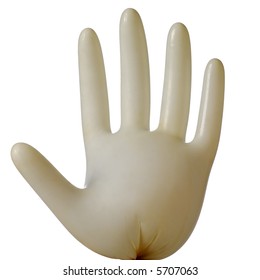 Plastic Glove Blown Up To Resemble A Cartoon-like Hand