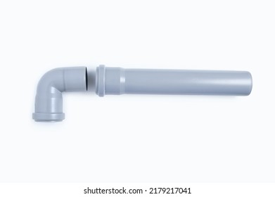 Plastic Gray Sewer Pipes. White Background.