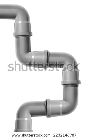 Plastic grey drain pipes isolated on white background