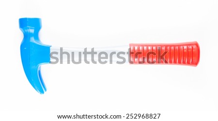 Plastic hammer isolated on white background