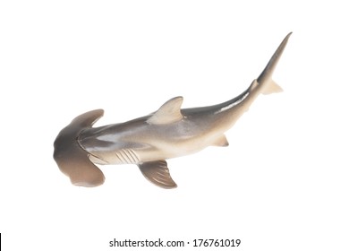 Plastic Hammerhead Shark Toy Isolated On White Background