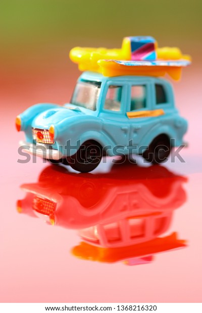 Plastic hildren\'s toy car - macro shot, shallow\
depth of field