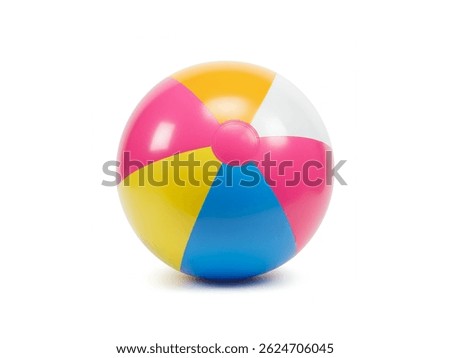 Plastic inflatable beach ball isolated on white background.