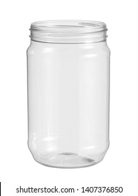 Plastic jar kitchen utensil (with clipping path) isolated on white background - Shutterstock ID 1407376850