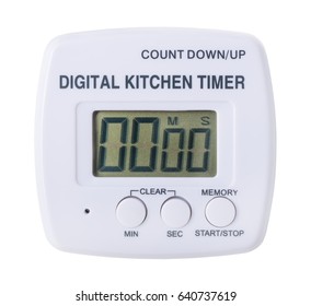 plastic kitchen digital timer isolated on white background
