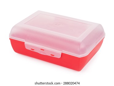 Plastic Lunch Box Isolated On White Background.