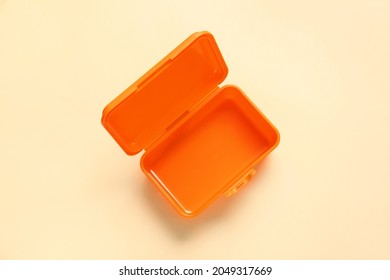 Plastic Lunch Box On Color Background