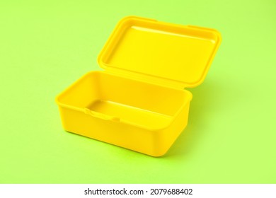 Plastic Lunch Box On Color Background