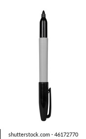 Plastic Marker pen with cap off isolated over white