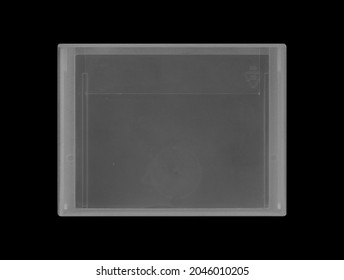 Plastic Matte Case For Sd Card, Disk, Memory, CD, DVD. Transparent Bag Holder On Black Background. Cartridge Template Mock Up Branding.
