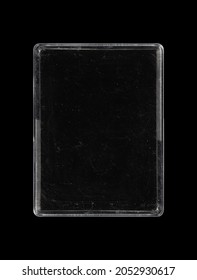 Plastic Matte Case For Sd Card, Disk, Memory, CD, DVD. Transparent Bag Holder On Black Background. Cartridge Template Mock Up Branding.