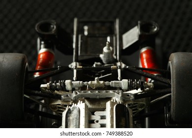 Plastic model car engine represent toy and automobile technology concept.