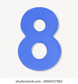 plastic number eight isolated on white background png file