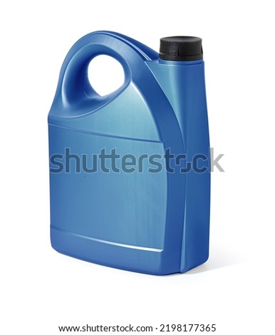 Plastic oil canister isolated on white background with clipping path