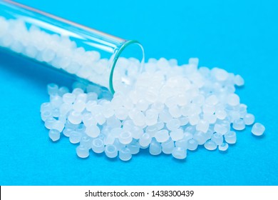 Plastic pellets. Transparent Polyethylene granules. Plastic Raw material  (PE-HD). PE-LD