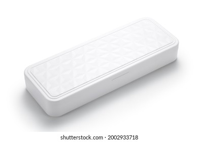 Plastic Pencil Box Isolated On White Background.